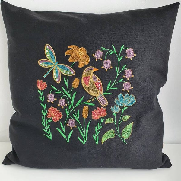 Kussen Bird and Flowers