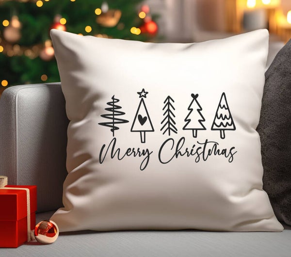 Kussenhoes Merry Christmas Trees