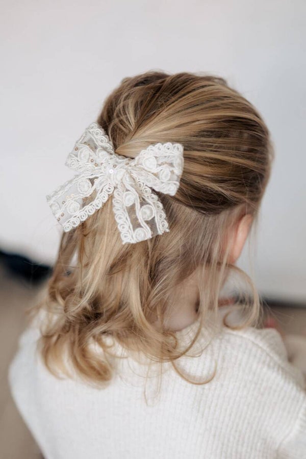 Strik beige geborduurde kant met pailletten