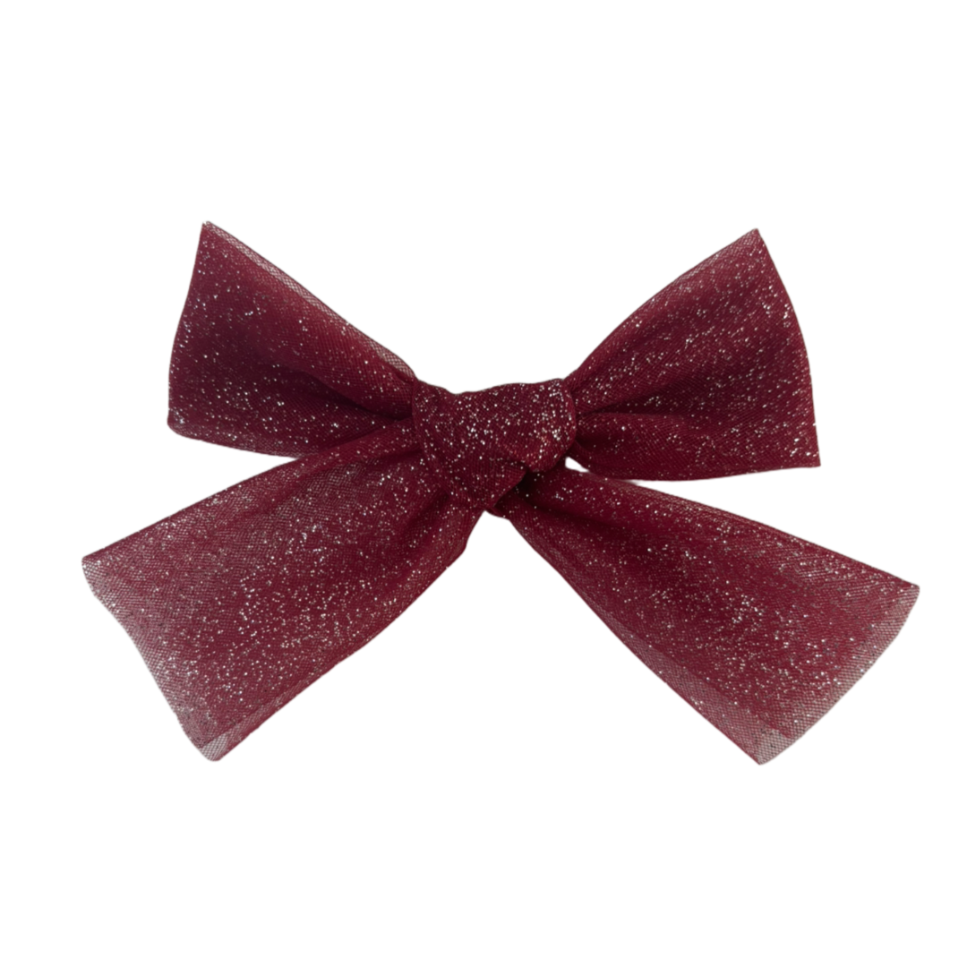 Glitter strik tule Bordeaux