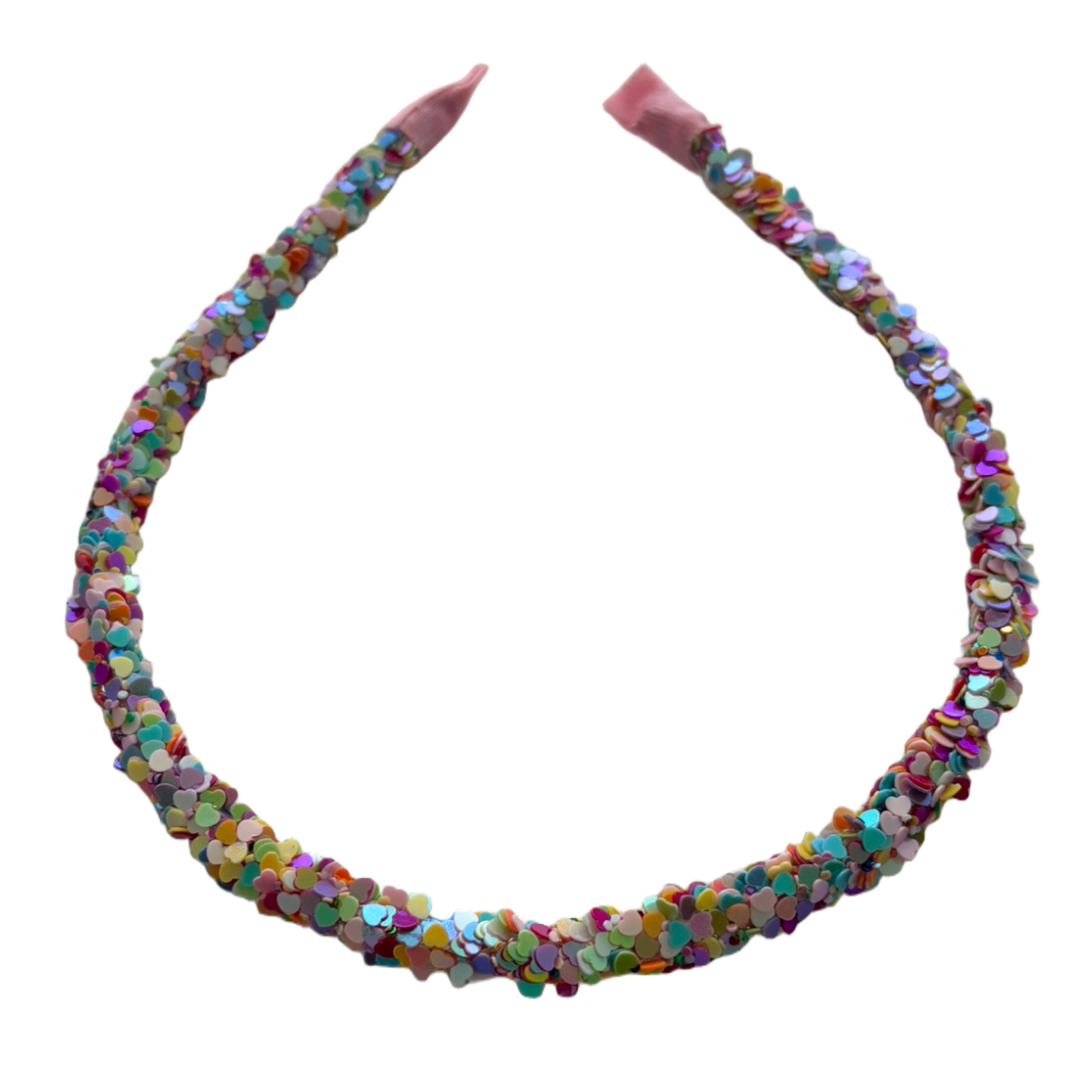 Glitter diadeem hartjes disco