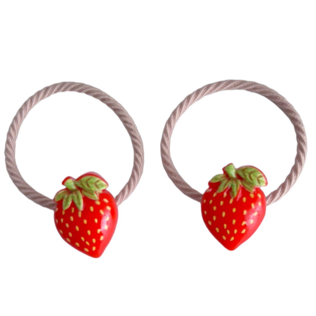 Rode aardbei elastiek (2 stuks)