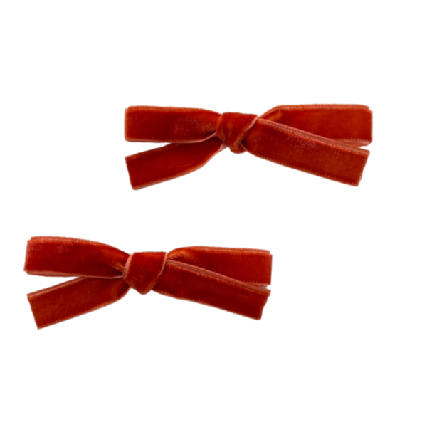 Oranje velvet strikjes (2 stuks)