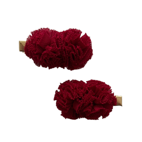 Alligator speldjes rode pompons (2 stuks)