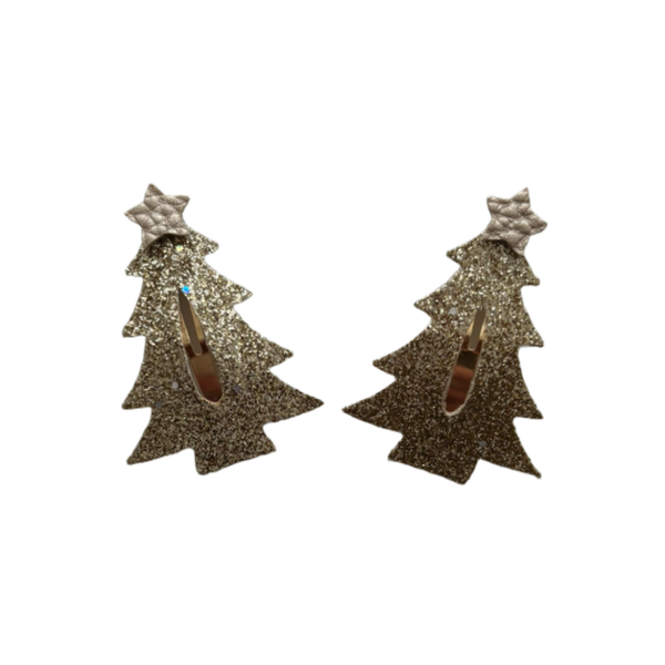 Kerstboom goud glitter (2 stuks)