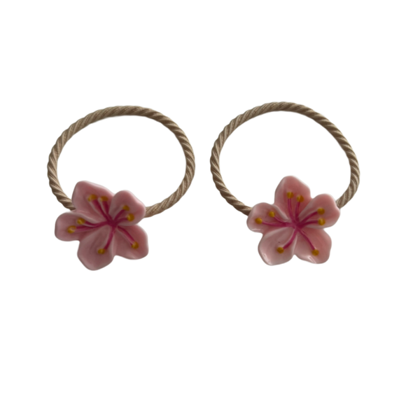 Elastiekjes bloem roze of paars (2 stuks)