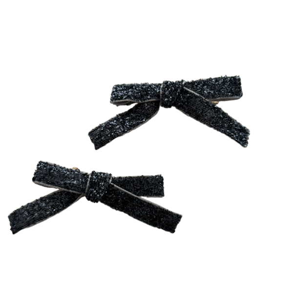 Glitter strikjes blauw (2 stuks)