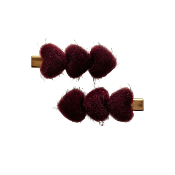 Alligator speldjes Bordeaux hartjes (2 stuks)