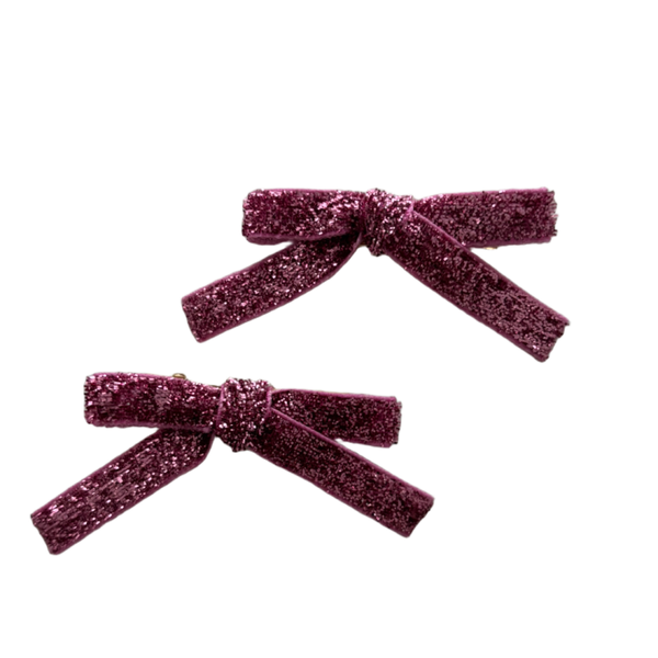 Glitter strikjes roze (2 stuks)