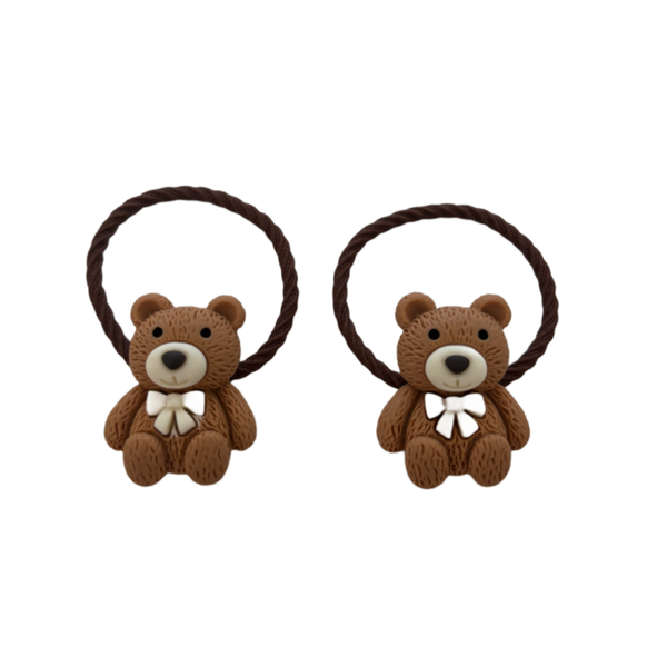 Beren elastiekjes bruin of crème (2 stuks)