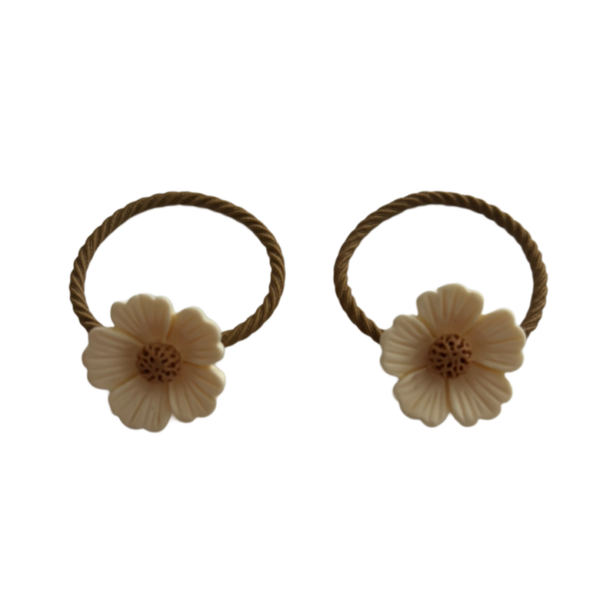 Elastiekjes bloem crème (2 stuks)