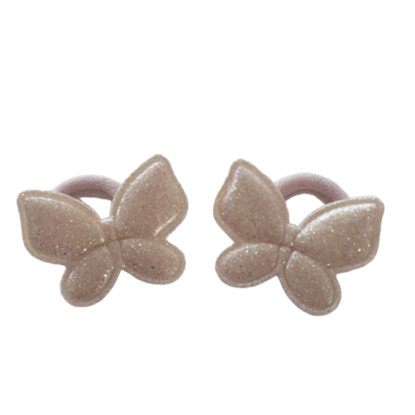 Kleine elastiekjes botergele glitter vlinder (2 stuks)