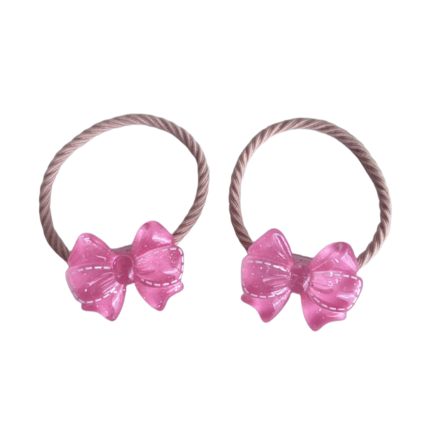 Elastiek pink glitter bow (2 stuks)