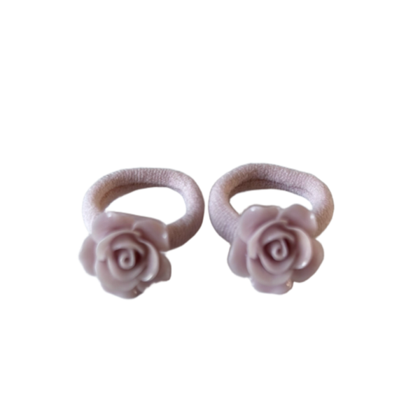 Kleine beige bloemen elastiekjes (2 stuks)
