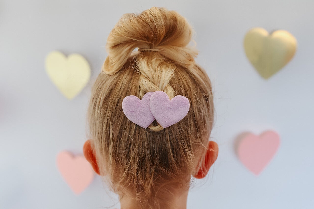 Duo velvet hartjes lila (2 stuks)