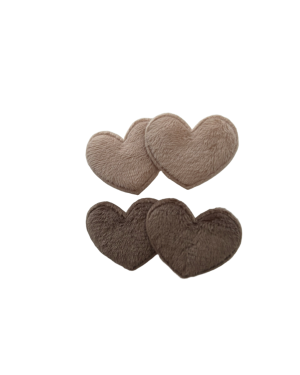 Velvet hartjes bruin of lichtbruin (2 stuks)
