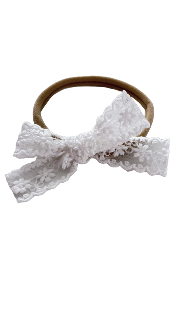 Ivory lace strik elastische haarband
