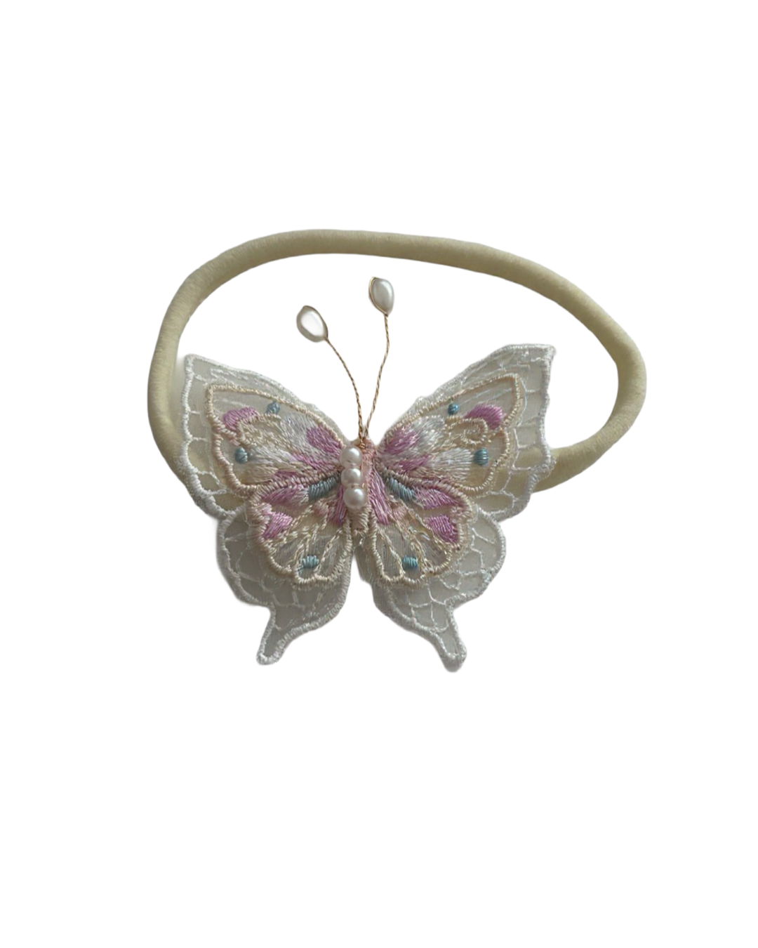 Elastisch haarbandje pastel vlinder