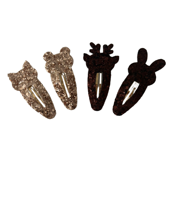 Setje haarspeldjes beestenboel glitter