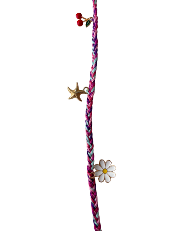 Gevlochten Ibiza haarsieraad purple (26 cm)