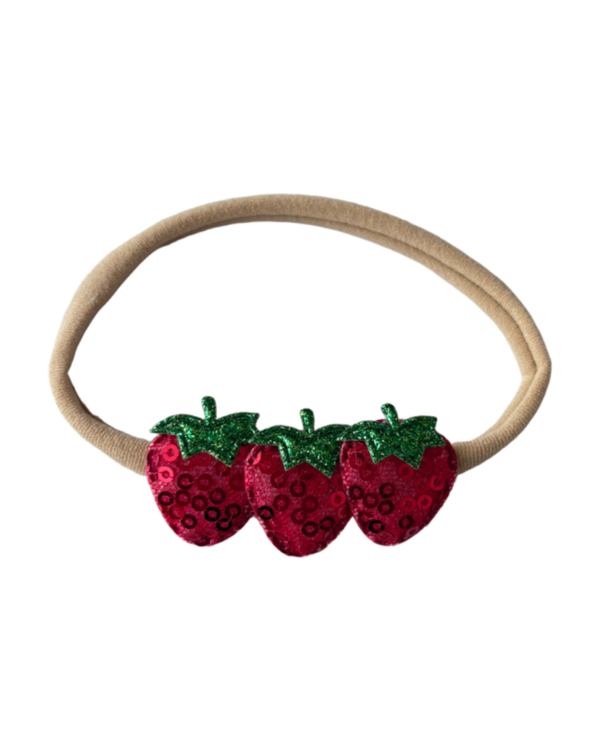 Elastisch haarbandje strawberry sparkle. Rood-fuchsia
