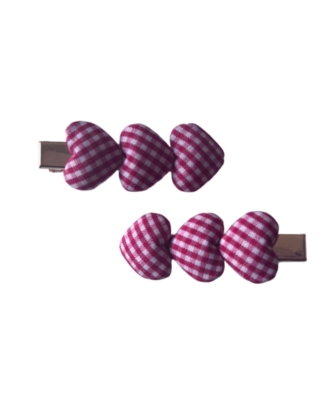 Duo alligator speldjes rood geruite hartjes (2 stuks)