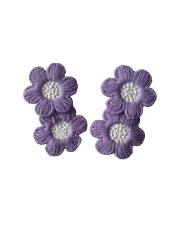 Duo bloemen speld lila (2 stuks)