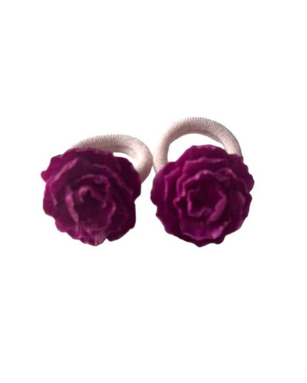 Elastiekjes paars/ roze bloem (2 stuks)