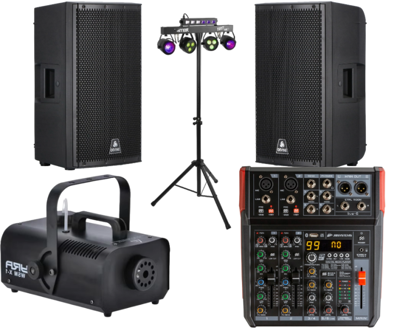 Basispakket licht en geluid, te huur bij DiscoDN in Berlare Oost-Vlaanderen