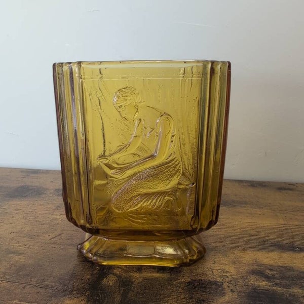 Vintage 1920'S Art Deco Sowerby Pandora Brown amber biscuit barrel vase no lid