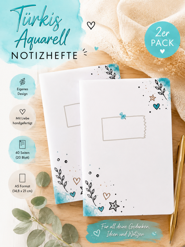 Notizhefte 2er Pack | A5 | Blanko