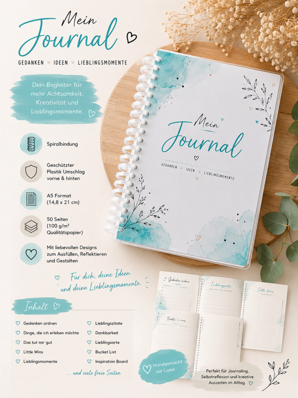 Mein Journal | A5  | 50 Seiten | 100 g/m² Qualitätspapier