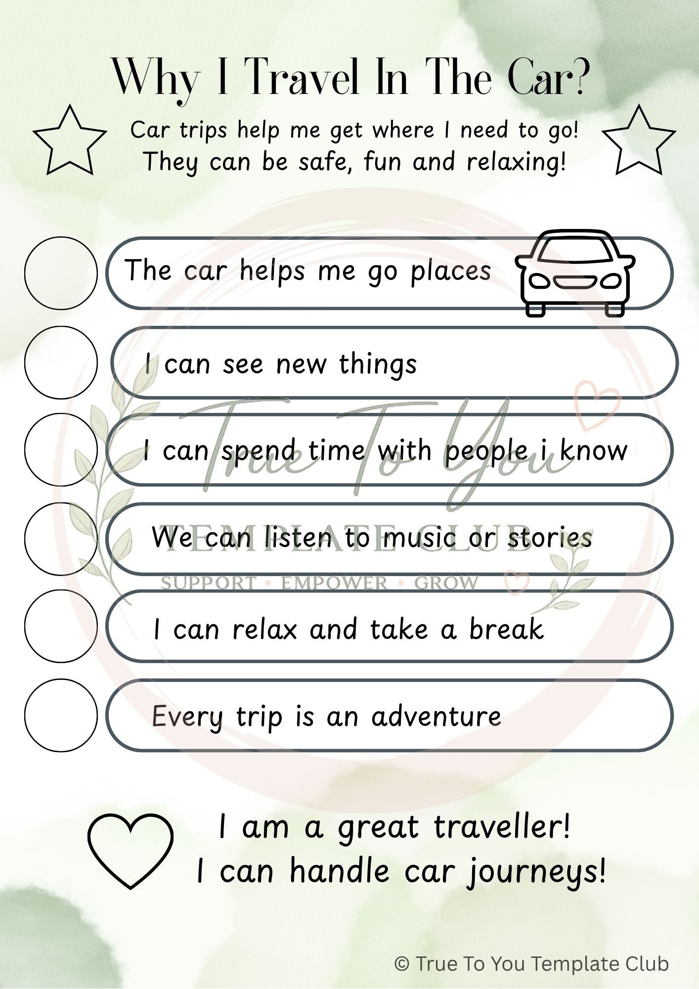 Social Story: Why I travel in the car?