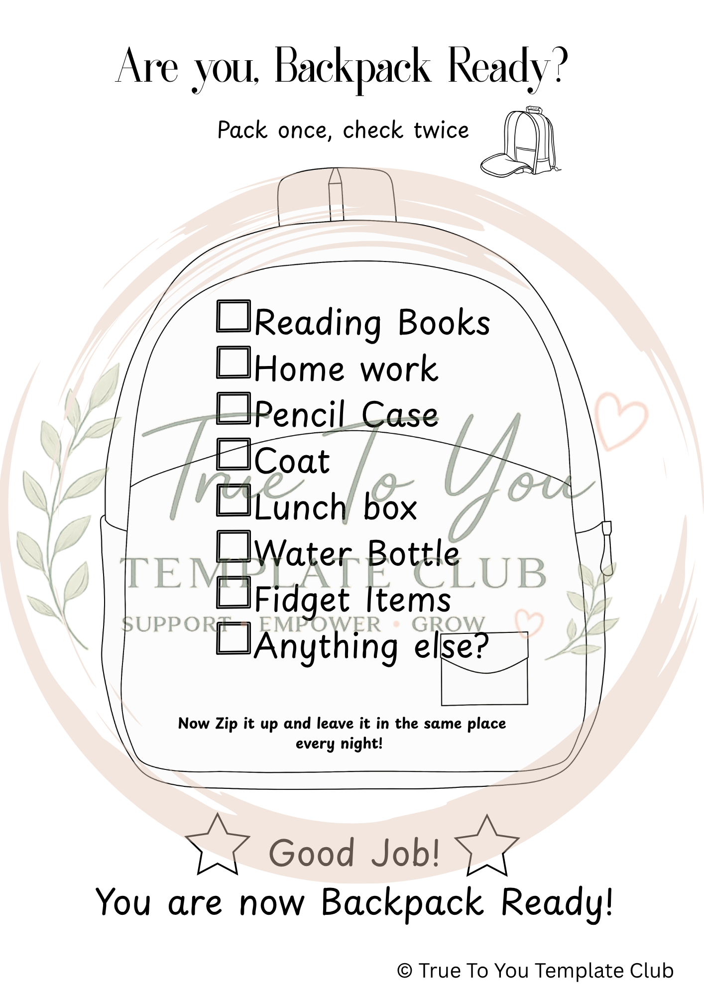 Visual Checklist: Are you Backpack Ready? - Printer Ink friendly
