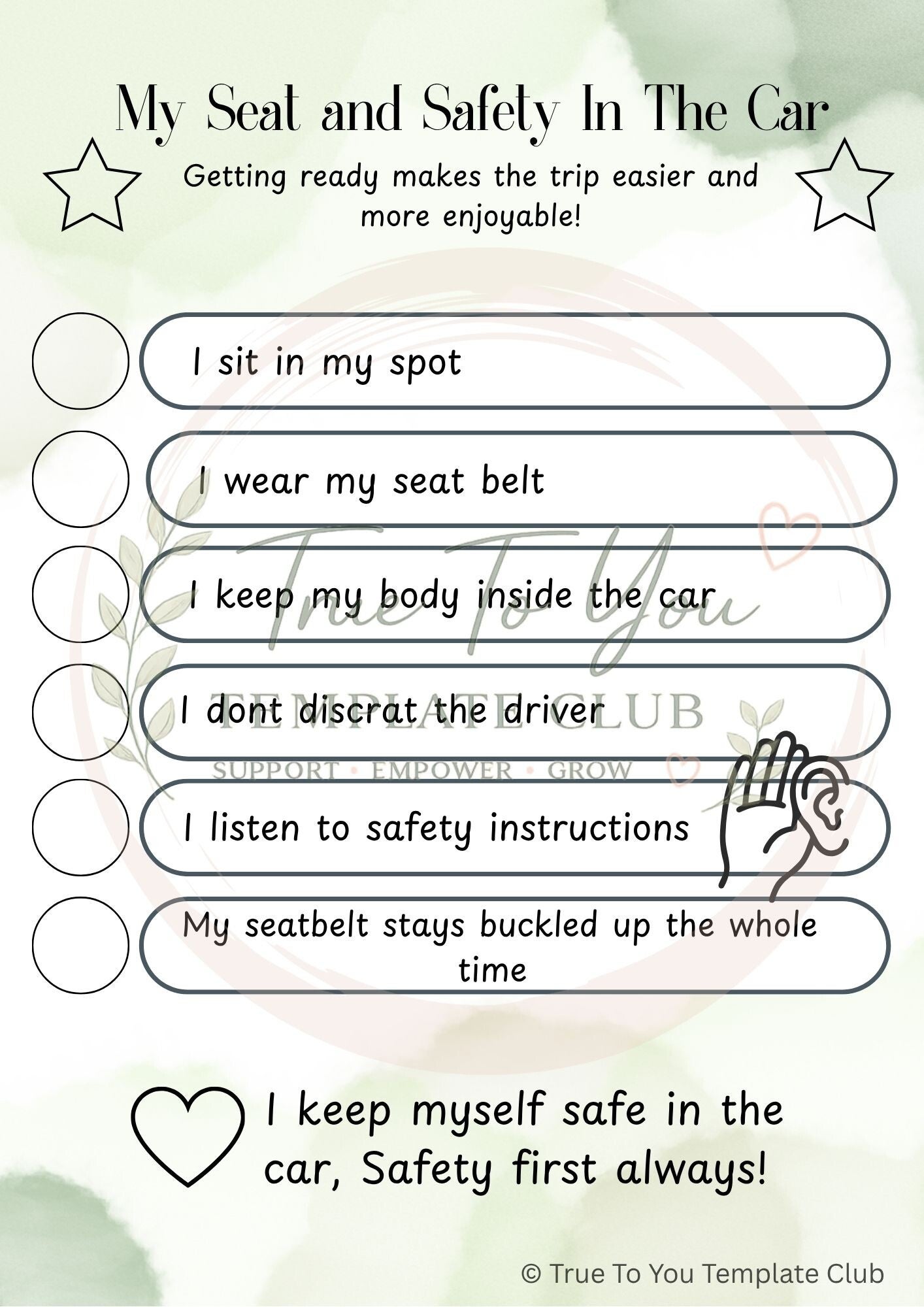 My seat and safety in the car