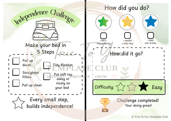 Independence challenge game -  Make your bed in 5 steps