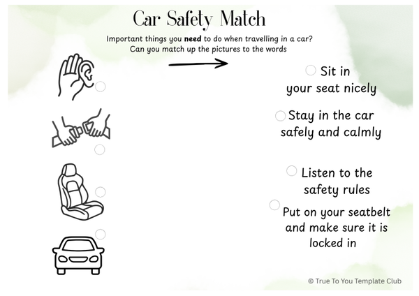 Car Safety Match Game.