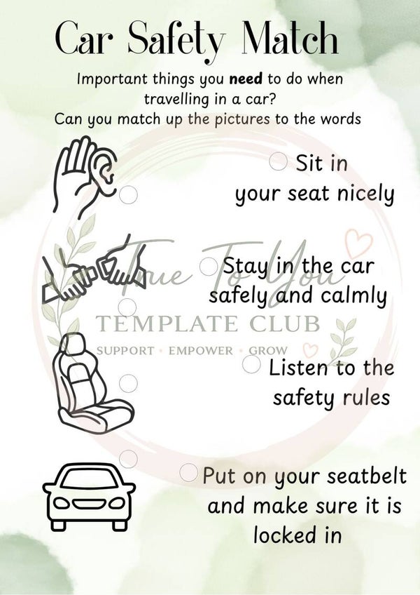 Car Safety Match Game