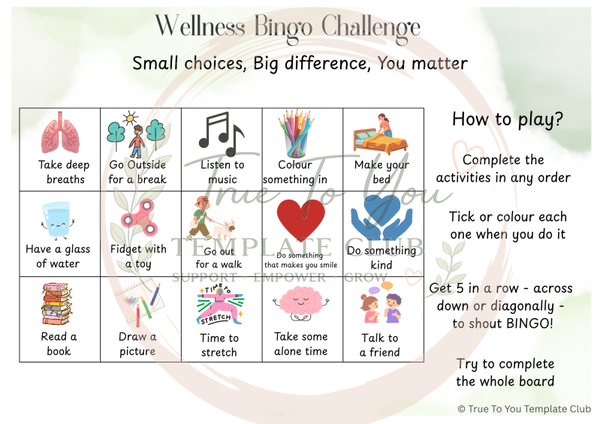 Independence game - Wellness Bingo Challenge