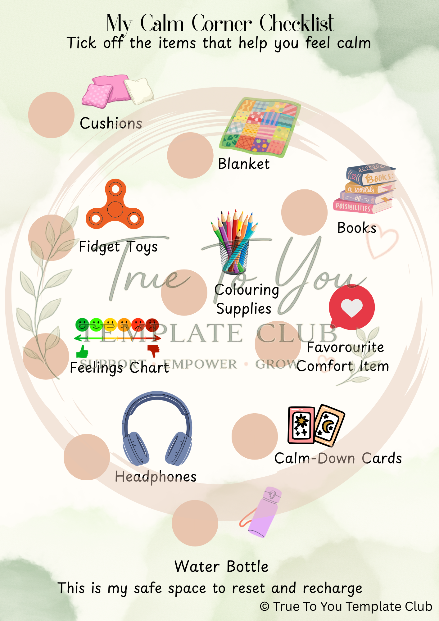 My calm corner checklist