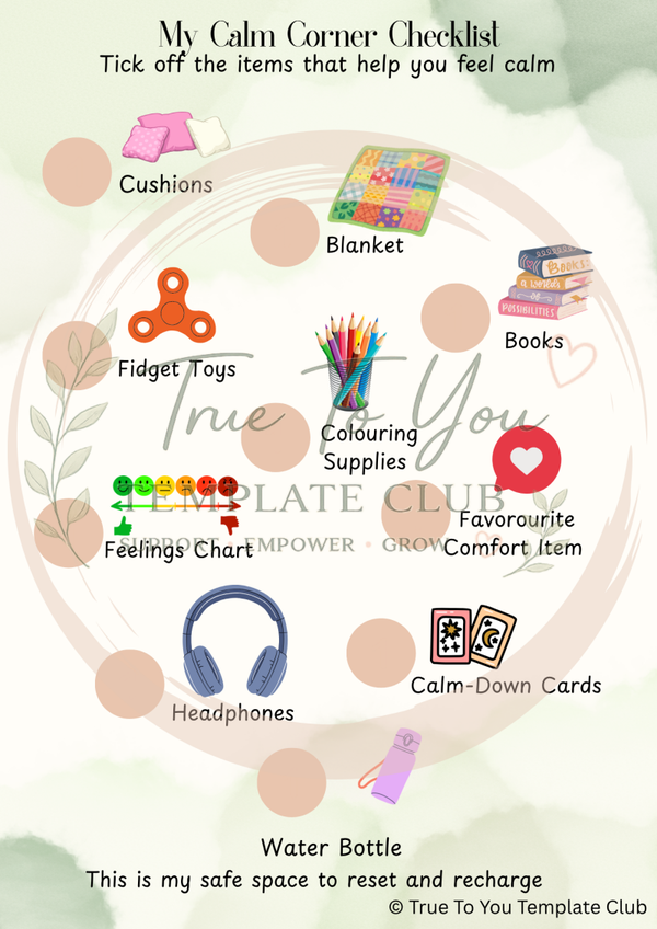 My calm corner checklist