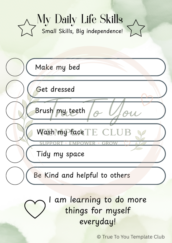 Visual Checklist: My daily life skills