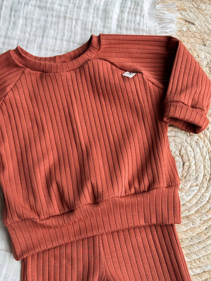 Set Brede Ribtricot Brique