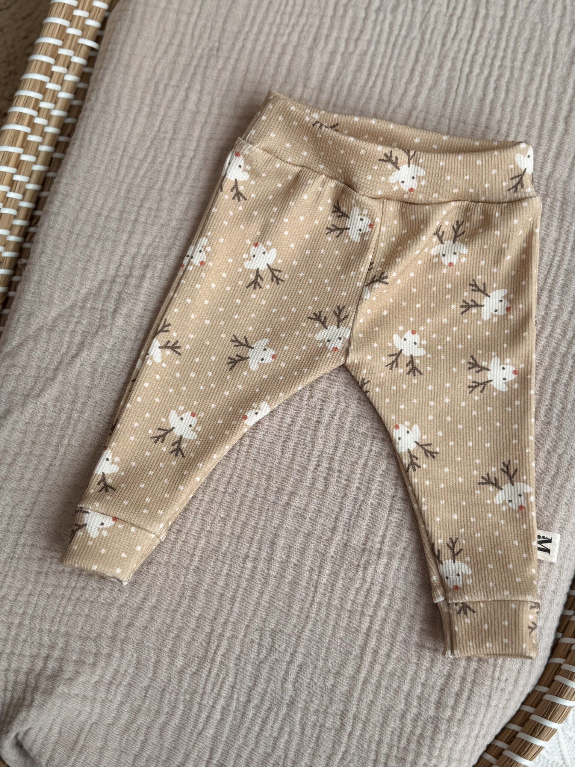 Kerst Rendiertjes Beige Bruin Rib