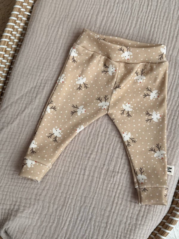 Kerst Rendiertjes Beige Bruin Rib