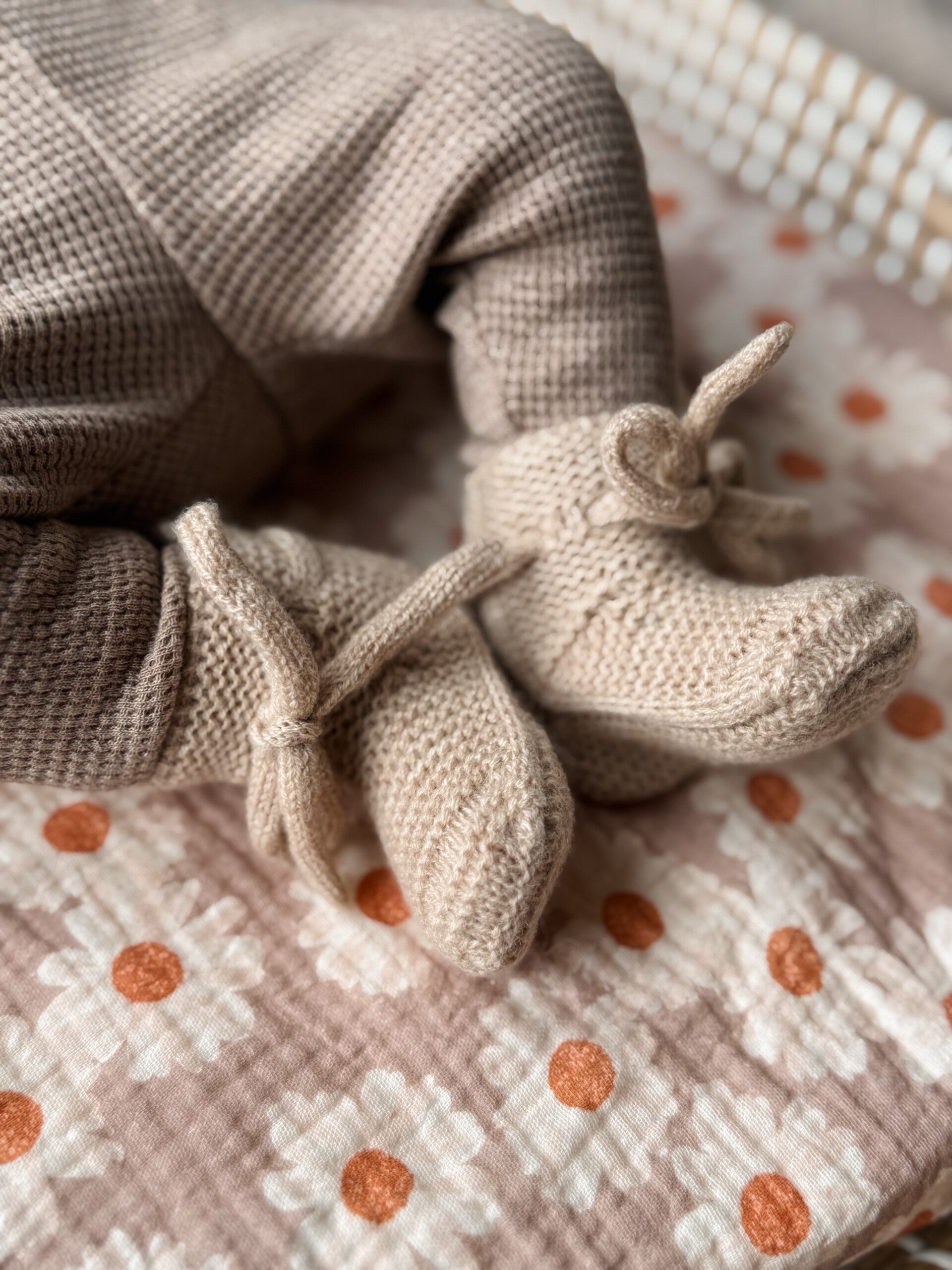Newborn merino wollen slofjes - Sand