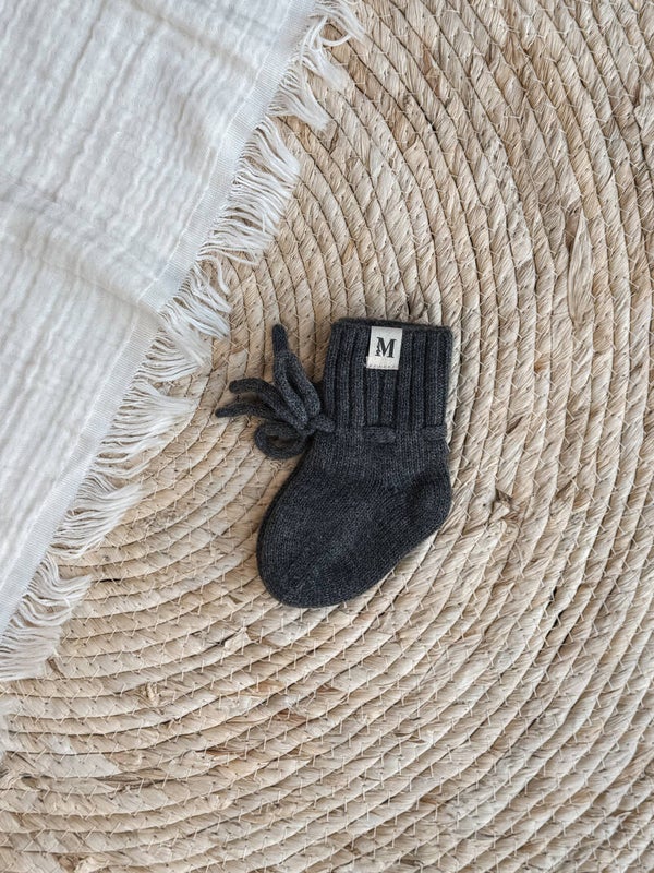 Merino wollen slofjes - Dark Grey