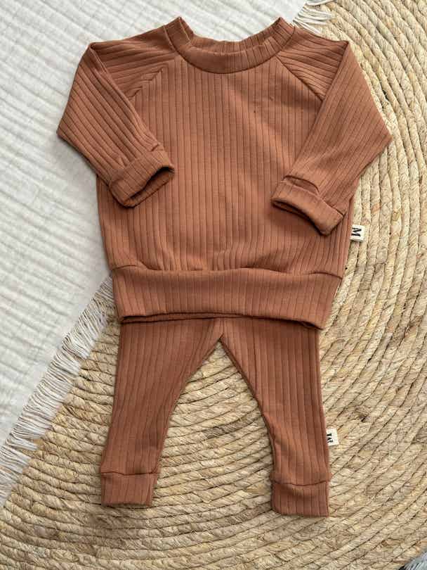 Set Brede Ribtricot Koraal