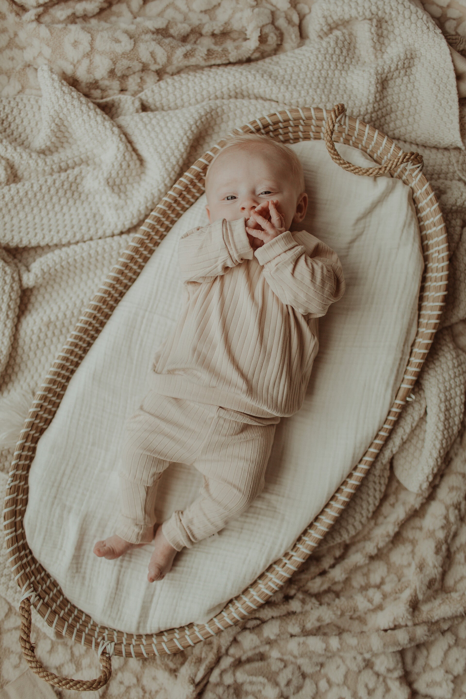 Set Brede Ribtricoot Ivoor