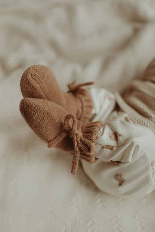 Merino wollen slofjes - Chocolate